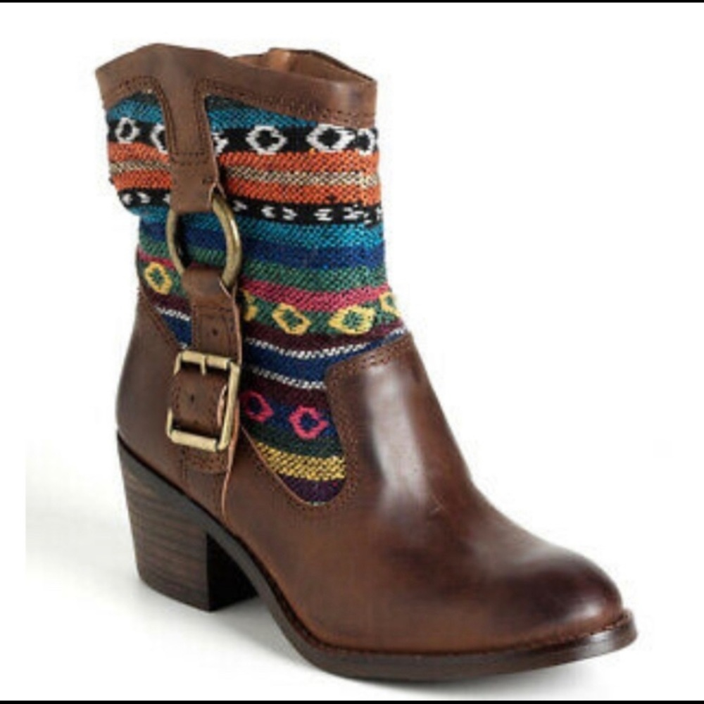 {Lucky Brand} Buckled Western Ankle Boots Size 6.5